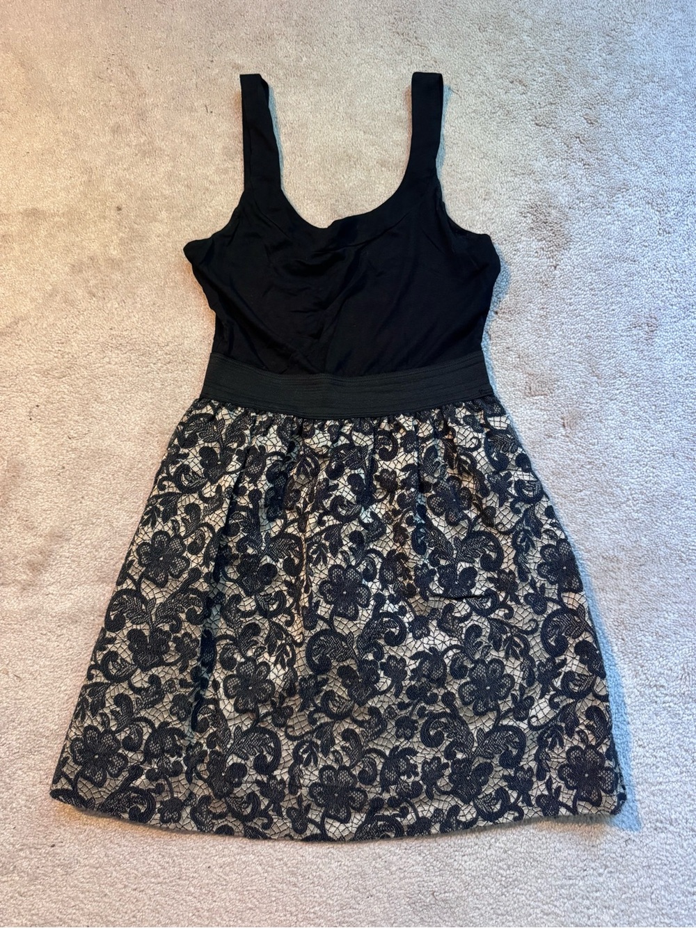 Eight Sixty Black Lace Fit-and-Flare Mini Dress